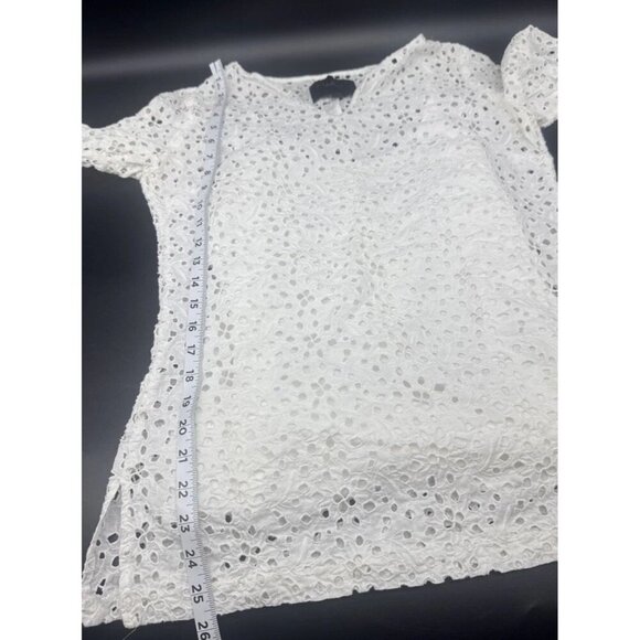 Talbots Women’s Cotton White Eyelet 3/4 Sleeve Lined V Neck Pullover Tunic Sz 8 - Picture 8 of 8